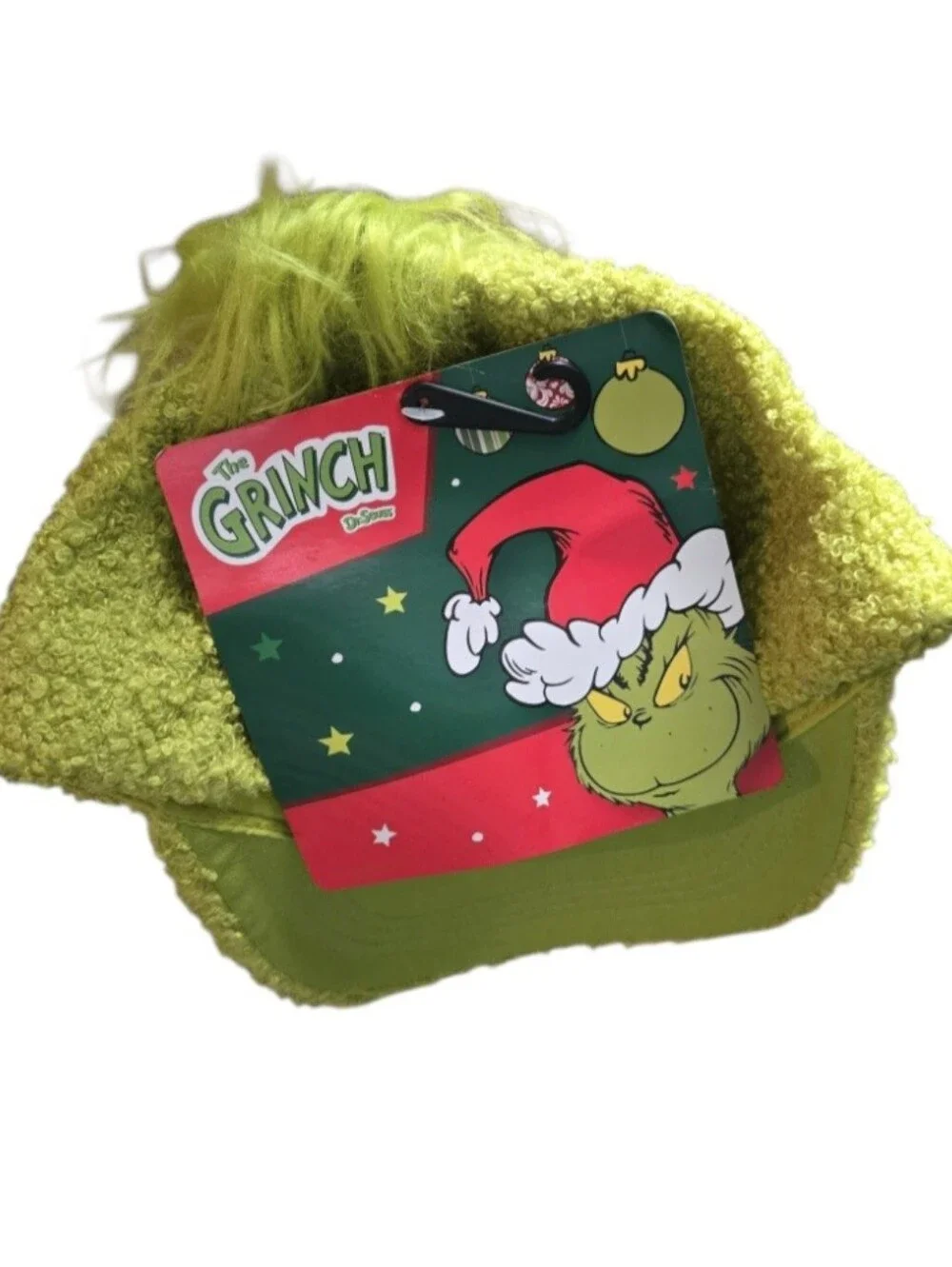 Dr. Seuss Grinch Fuzzy Cap in Green For Kids. Adjustable Strap NWT!